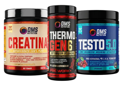 Suplementos DMS Nutrition: Creatina Monohidrato, Thermo Gen 6 y Testo 5.0